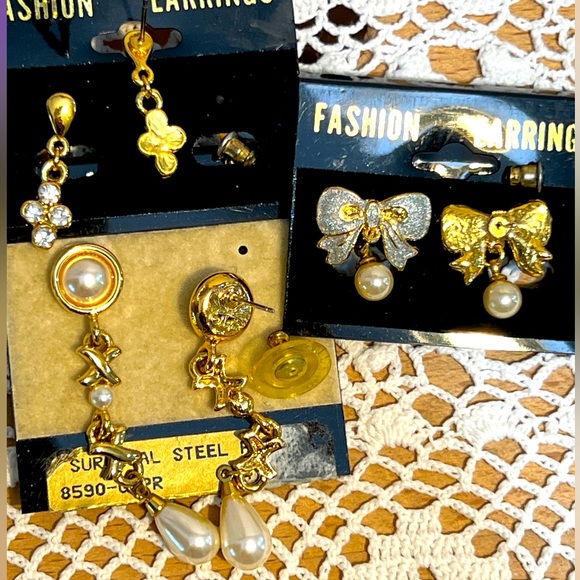 Fashion earrings gold tone dangle (3 pairs) - Picture 8 of 8